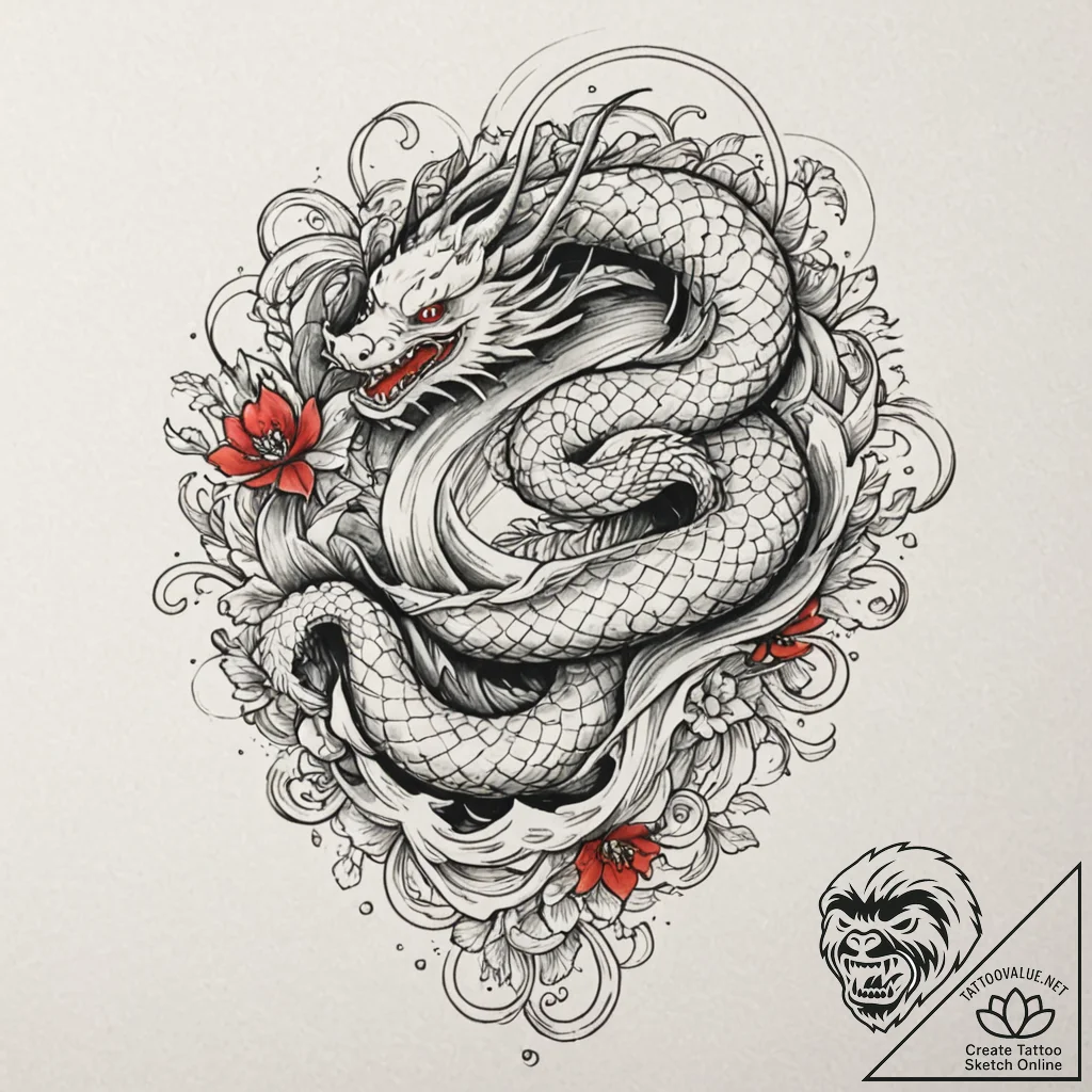 Hallowed serpent through spectral rift, tatto... - tattoo sketch (№1753367756_0, 24.07.2025 14:35) — tattoovalue.net