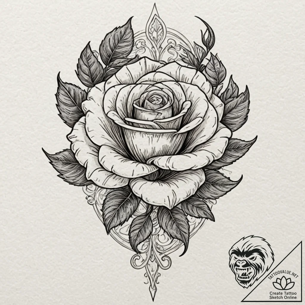 Engraved talon clutching rose, concept art fo... - tattoo sketch (№1753368474_0, 24.07.2025 14:47) — tattoovalue.net