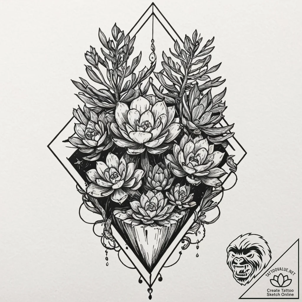 A terrarium with succulents, tattoo sketch de... - tattoo sketch (№1753369347_0, 24.07.2025 15:02) — tattoovalue.net