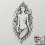 Mermaid, tattoo sketch design, on a clean whi… – tattoo sketch (№1753369648_0, 24.07.2025 15:07) — tattoovalue.net
