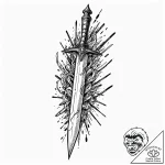 Arcane dagger pulsing with energy, tattoo lin… – tattoo sketch (№1753369939_0, 24.07.2025 15:12) — tattoovalue.net