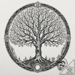 Tree of bones beneath celestial bloom, concep… – tattoo sketch (№1753370074_0, 24.07.2025 15:14) — tattoovalue.net