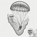 Paratroopers descending from the sky, tattoo… – tattoo sketch (№1753370666_0, 24.07.2025 15:24) — tattoovalue.net