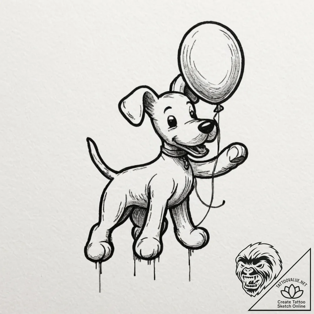 A whimsical balloon dog, pop art,, tattoo ske... - tattoo sketch (№1753370811_0, 24.07.2025 15:26) — tattoovalue.net