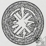 Frosted blade in ritual circle, tattoo line a… – tattoo sketch (№1753370955_0, 24.07.2025 15:29) — tattoovalue.net