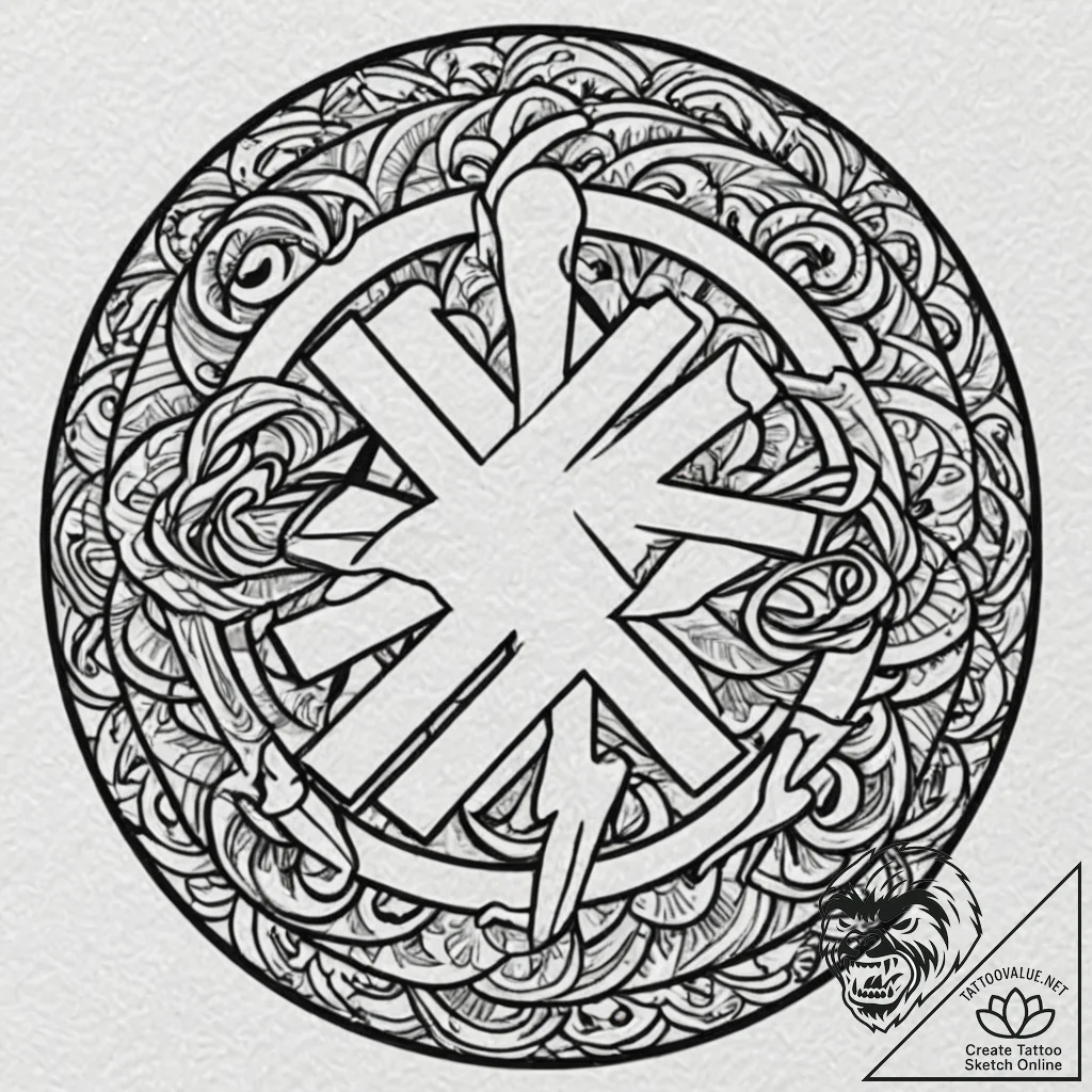 Frosted blade in ritual circle, tattoo line a... - tattoo sketch (№1753370955_0, 24.07.2025 15:29) — tattoovalue.net