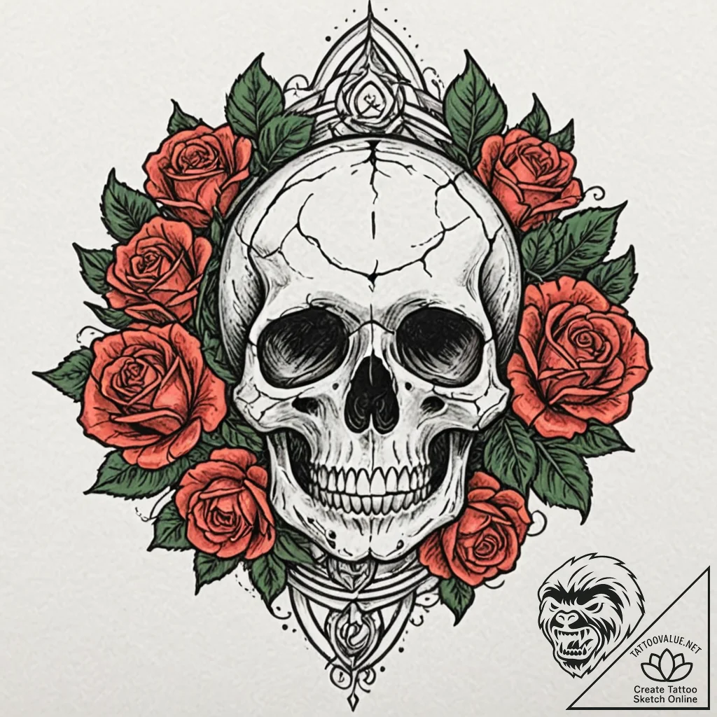 Orb forged from bone and flame, ink illustrat... - tattoo sketch (№1753371102_0, 24.07.2025 15:31) — tattoovalue.net