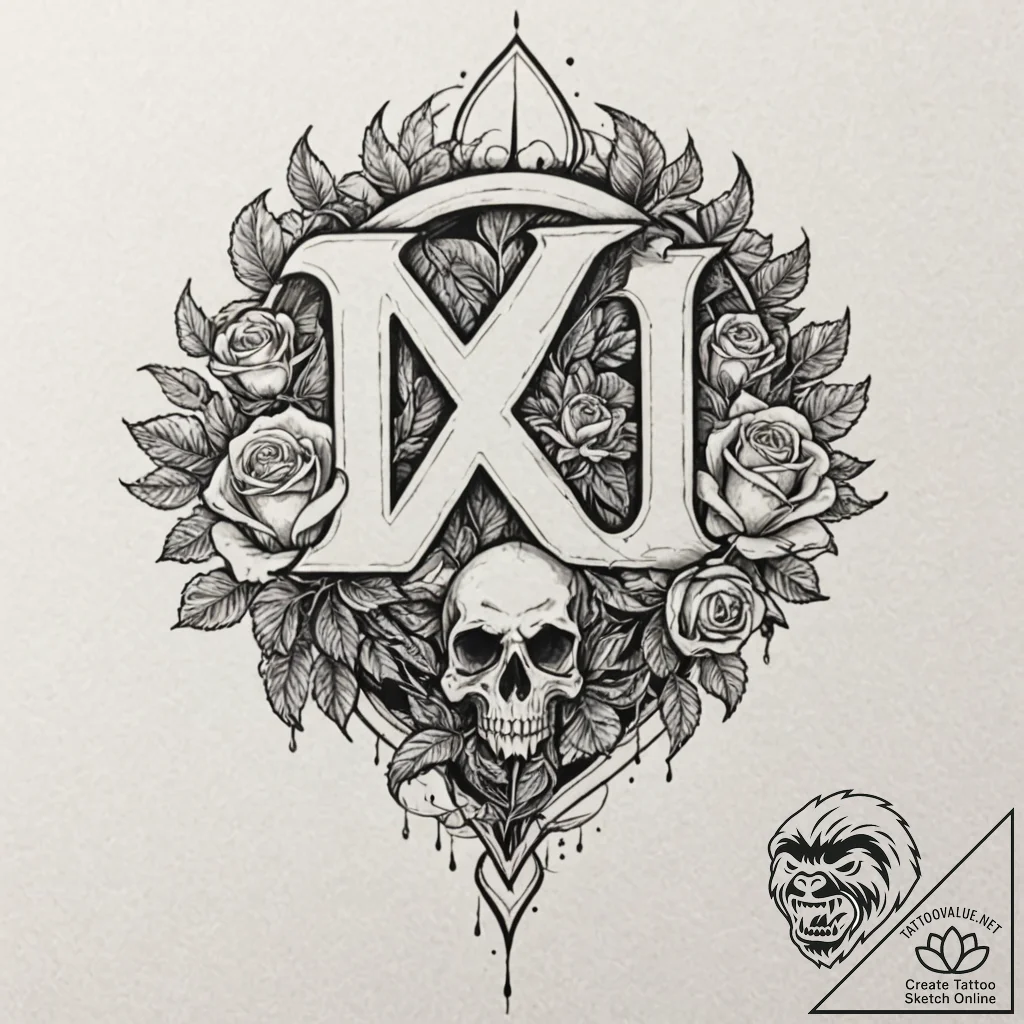 Xenon flame devouring rune, tattoo drawing ou... - tattoo sketch (№1753372896_0, 24.07.2025 16:01) — tattoovalue.net