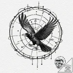 Atomic raven calling from data vortex, ink il… – tattoo sketch (№1753373097_0, 24.07.2025 16:04) — tattoovalue.net