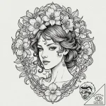 Narcissus, concept art for tattoo, neo tradit… – tattoo sketch (№1753373298_0, 24.07.2025 16:08) — tattoovalue.net