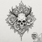 Atomic stag disintegrating, tattoo drawing ou… – tattoo sketch (№1753374121_0, 24.07.2025 16:22) — tattoovalue.net