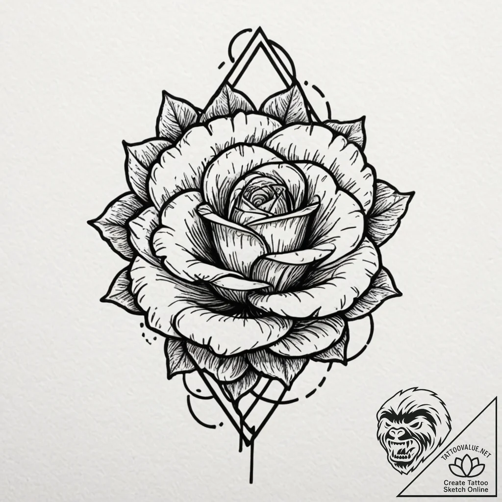 Atomic rose in neon cage, tattoo sketch desig... - tattoo sketch (№1753374994_0, 24.07.2025 16:36) — tattoovalue.net