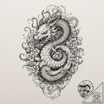 Kraken dragging bone relic, ink illustration… – tattoo sketch (№1753376253_0, 24.07.2025 16:57) — tattoovalue.net