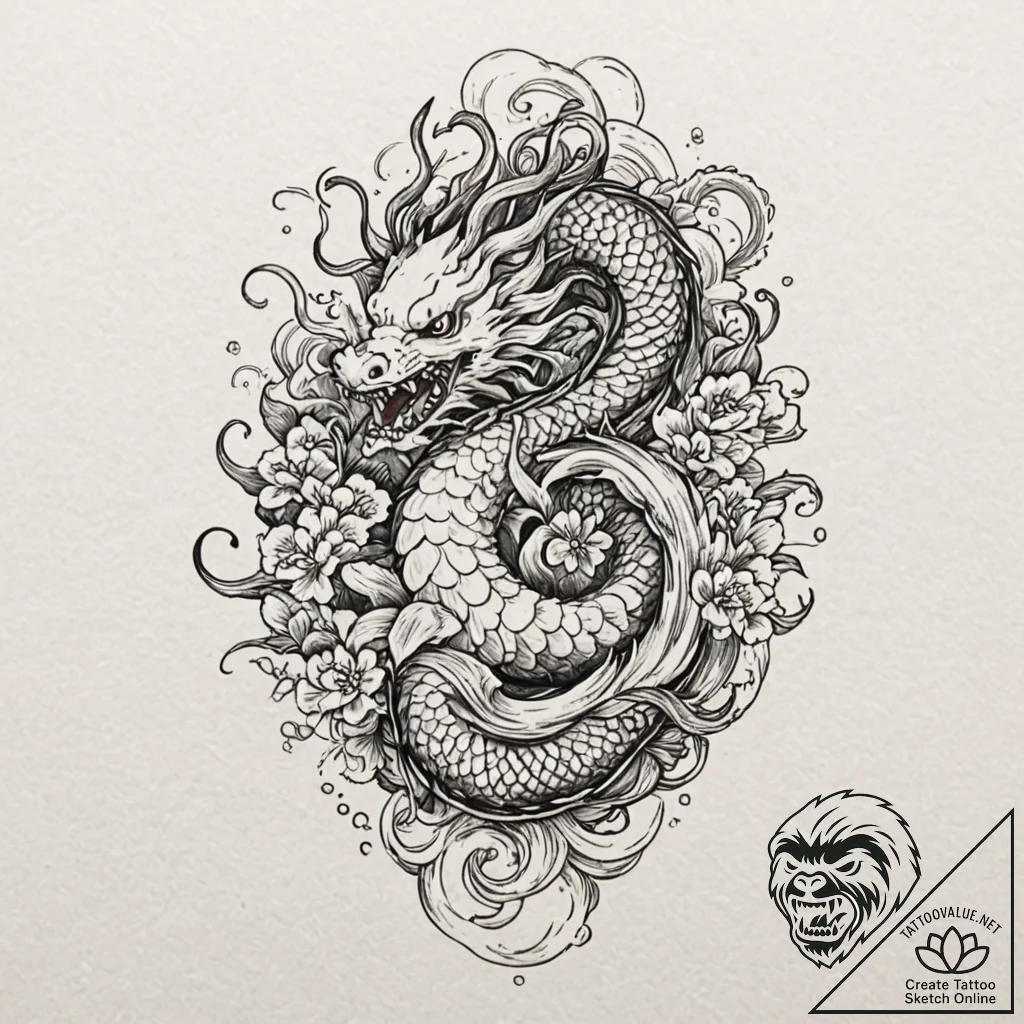 Kraken dragging bone relic, ink illustration... - tattoo sketch (№1753376253_0, 24.07.2025 16:57) — tattoovalue.net