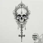 A skeleton key, tattoo flash sheet design, ma… – tattoo sketch (№1753376664_0, 24.07.2025 17:04) — tattoovalue.net