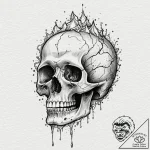 Crystal skull floating in void, artistic tatt… – tattoo sketch (№1753377078_0, 24.07.2025 17:11) — tattoovalue.net