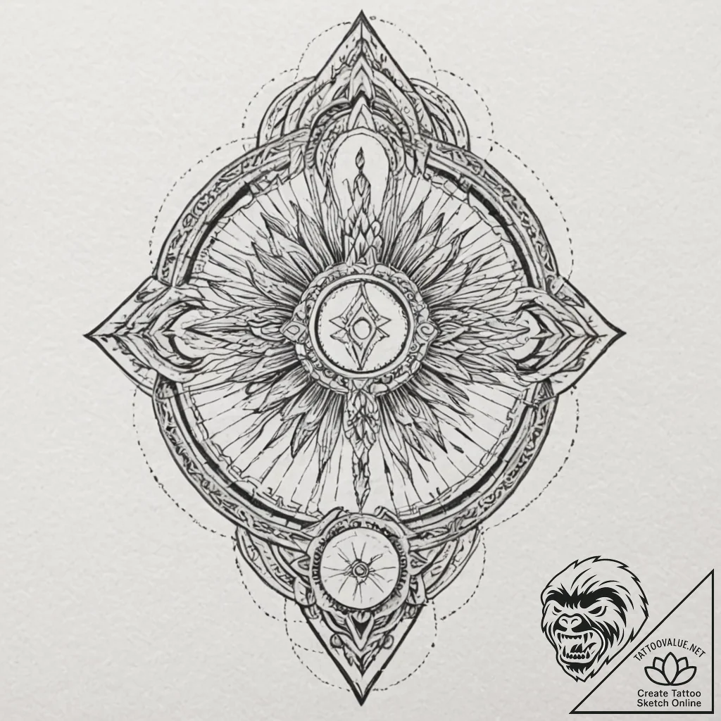 Phoenix talon beneath burning sun, tattoo ske... - tattoo sketch (№1753377304_0, 24.07.2025 17:15) — tattoovalue.net