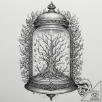 Bell jar containing a miniature, self-contain… – tattoo sketch (№1753377512_0, 24.07.2025 17:18) — tattoovalue.net