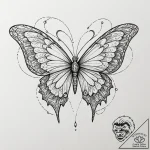 Atomic butterfly in wireframe, ink illustrati… – tattoo sketch (№1753378127_0, 24.07.2025 17:28) — tattoovalue.net