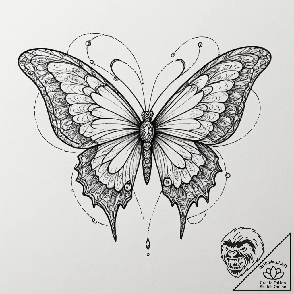 Atomic butterfly in wireframe, ink illustrati... - tattoo sketch (№1753378127_0, 24.07.2025 17:28) — tattoovalue.net