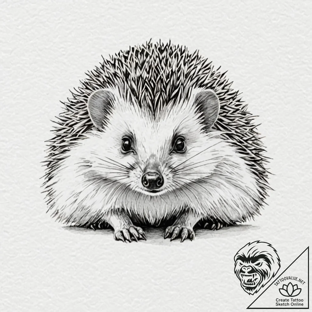 Hedgehog - tattoo sketch (№1753380805_0, 24.07.2025 18:13) — tattoovalue.net