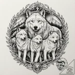 Infrared view of a wolf pack hunting, tattoo… – tattoo sketch (№1753381446_0, 24.07.2025 18:24) — tattoovalue.net