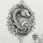 Lizard, concept art for tattoo, irezumi japan… – tattoo sketch (№1753382469_0, 24.07.2025 18:41) — tattoovalue.net