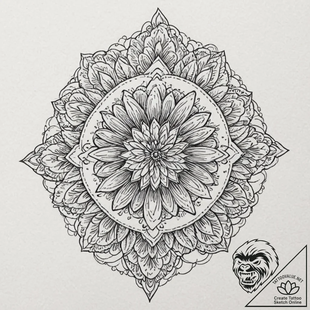 O, artistic tattoo sketch, clean lines, crisp... - tattoo sketch (№1753383108_0, 24.07.2025 18:51) — tattoovalue.net
