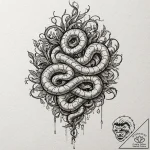 Ashen serpent entangled in roots, tattoo line… – tattoo sketch (№1753383716_0, 24.07.2025 19:01) — tattoovalue.net