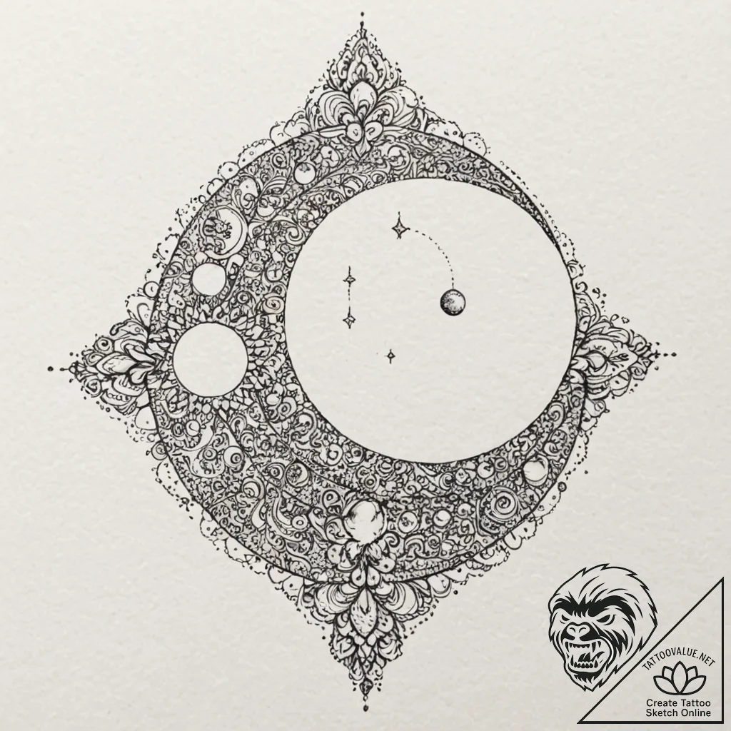 Moon, artistic tattoo sketch, vibrant colors,... - tattoo sketch (№1753384128_0, 24.07.2025 19:08) — tattoovalue.net