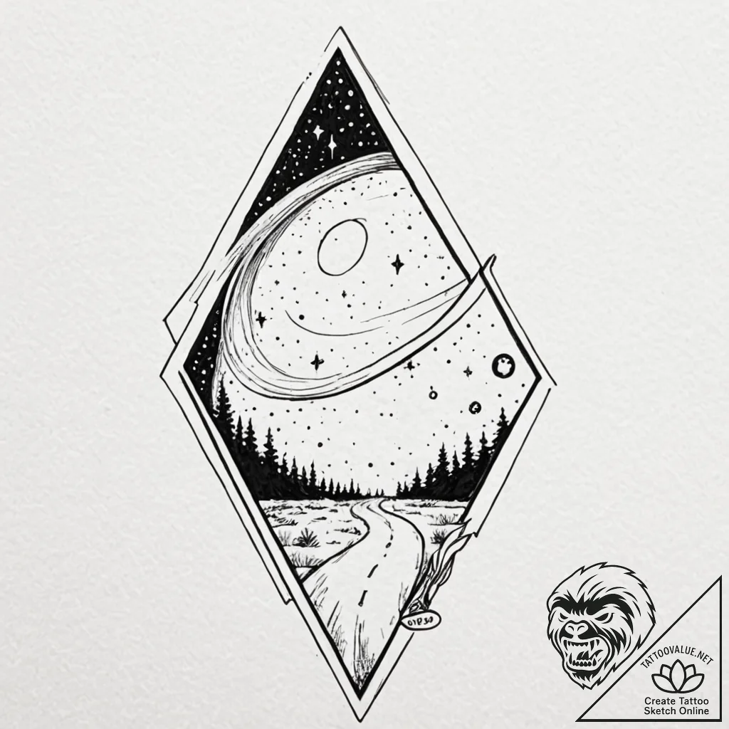 Zipper on the horizon, opening the sky to rev... - tattoo sketch (№1753384334_0, 24.07.2025 19:12) — tattoovalue.net