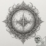 Orb devouring celestial flame, tattoo line ar… – tattoo sketch (№1753384955_0, 24.07.2025 19:22) — tattoovalue.net