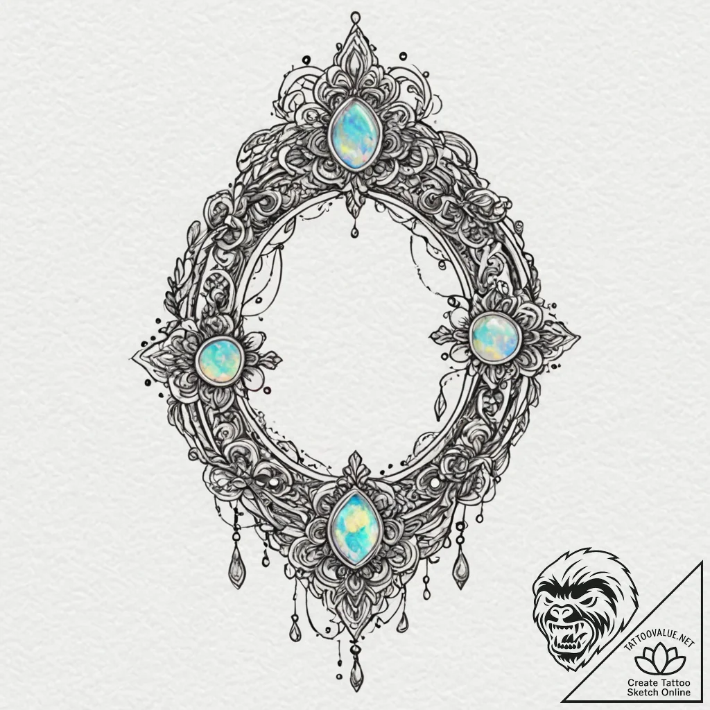 Opal chain binding relic, tattoo flash sheet... - tattoo sketch (№1753385571_0, 24.07.2025 19:32) — tattoovalue.net
