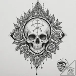 Nymph sigil beneath burning sky, concept art… – tattoo sketch (№1753385992_0, 24.07.2025 19:39) — tattoovalue.net