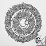 Jade serpent spiraling through void, tattoo d… – tattoo sketch (№1753387660_0, 24.07.2025 20:07) — tattoovalue.net
