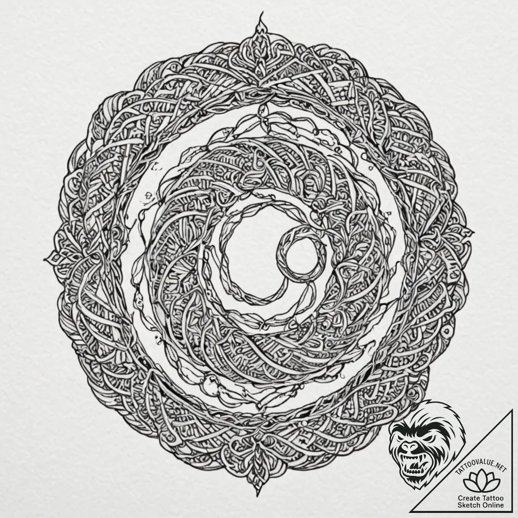 Jade serpent spiraling through void, tattoo d... - tattoo sketch (№1753387660_0, 24.07.2025 20:07) — tattoovalue.net
