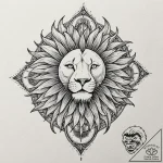 Lion paw beneath spectral sun, tattoo flash s… – tattoo sketch (№1753388293_0, 24.07.2025 20:18) — tattoovalue.net