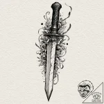 Obsidian dagger with a handle of carved bone,… – tattoo sketch (№1753389737_0, 24.07.2025 20:42) — tattoovalue.net