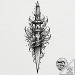 Needle dagger through bone spire, tattoo sket… – tattoo sketch (№1753390156_0, 24.07.2025 20:49) — tattoovalue.net