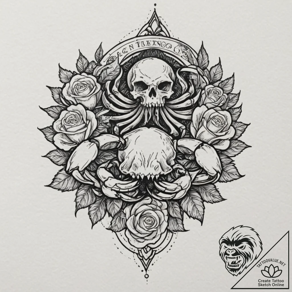 Crab, tattoo flash sheet design, minimalist a... - tattoo sketch (№1753390357_0, 24.07.2025 20:52) — tattoovalue.net