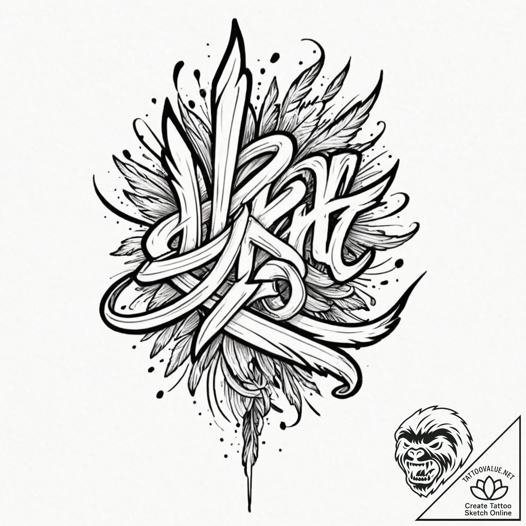 Obsidian quill writing in air, tattoo sketch... - tattoo sketch (№1753390779_0, 24.07.2025 20:59) — tattoovalue.net