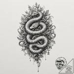 Jungle serpent crowned with roots, tattoo dra… – tattoo sketch (№1753391201_0, 24.07.2025 21:06) — tattoovalue.net