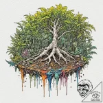 Jungle relic beneath bone roots, concept art… – tattoo sketch (№1753391618_0, 24.07.2025 21:13) — tattoovalue.net