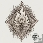 Etched relic burning in ice, concept art for… – tattoo sketch (№1753392025_0, 24.07.2025 21:20) — tattoovalue.net