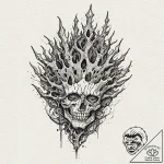 Fractured relic crowned with roots, tattoo dr… – tattoo sketch (№1753394091_0, 24.07.2025 21:54) — tattoovalue.net