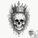 Jagged crown atop shattered skull, ink illust… – tattoo sketch (№1753394694_0, 24.07.2025 22:04) — tattoovalue.net