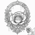 Rose mirror beneath spectral gate, concept ar… – tattoo sketch (№1753396091_0, 24.07.2025 22:28) — tattoovalue.net