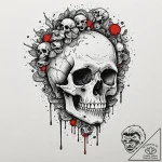 Bone coins spilling from skull, concept art f… – tattoo sketch (№1753396294_0, 24.07.2025 22:31) — tattoovalue.net