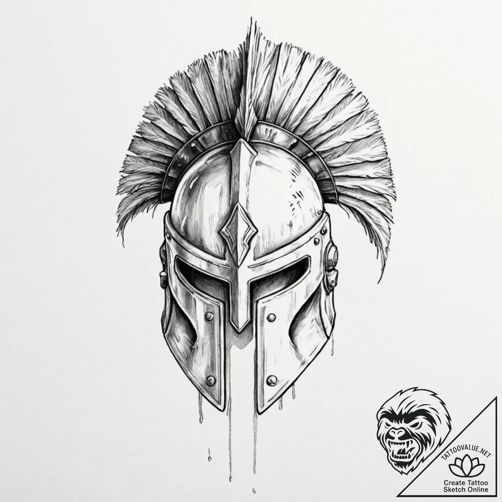 Spartan helmet - tattoo sketch (№1753397324_0, 24.07.2025 22:48) — tattoovalue.net