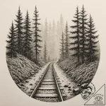An abandoned railway track disappearing into… – tattoo sketch (№1753397528_0, 24.07.2025 22:52) — tattoovalue.net